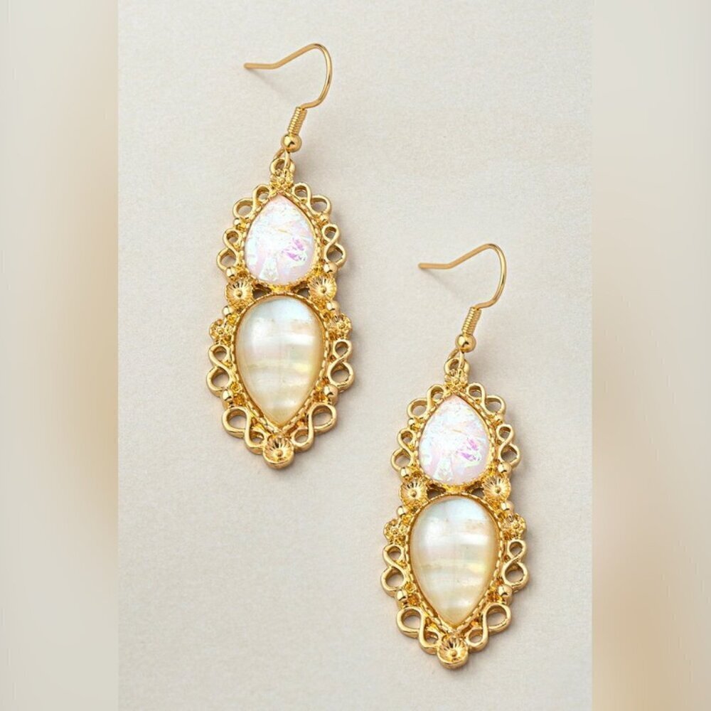 LEXY GOLD IRIDESCENT BOHO DROP EARRINGS